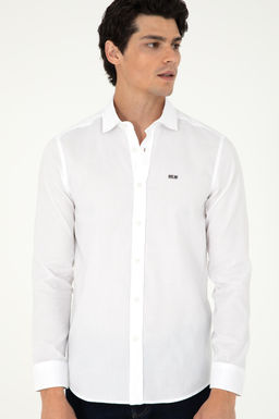 Мужская белая базовая рубашка с длинным рукавом - U.s. polo assn фото 3