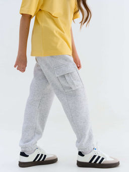 Джоггеры карго Серый меланж утепленные 7+ - Bungly фото 4