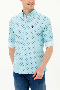 U. S. Polo Assn / Мужская рубашка зеленого цвета с длинным рукавом - U.s. polo assn фото 6