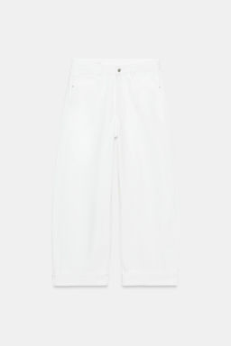 JEANS TRF BAGGY FOLDED TIRO MEDIO / Blanco - Zara фото 4
