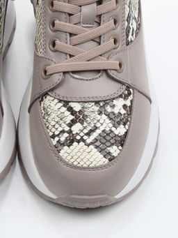 03-A847-11 GRAY/BROWN Кроссовки женские (натуральная кожа)