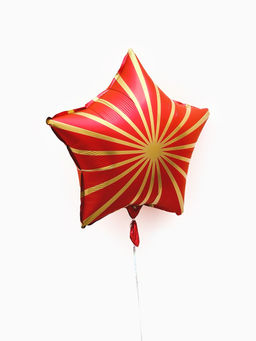 Воздушный шар фольгированный 18" звезда "Грани" цвет красный сатин, набор 5 штук