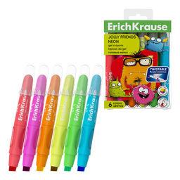 Мелки гелевые ErichKrause "Jolly Friends Neon" 6цв. (65540)