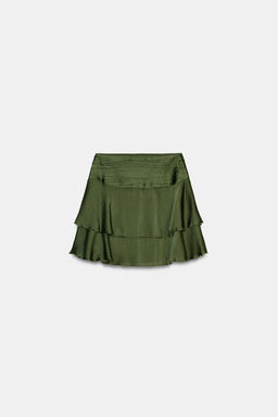 SATIN MINI SKIRT WITH RUFFLES - Zara фото 4