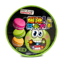 Печенье-сэндвич макарон со вкусом чая Матча и взрывной карамелью Gang-fu, Китай, 80 г ведро Акция