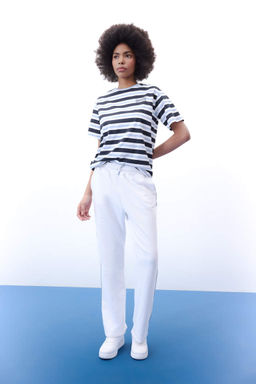 DeFactoFit Стандартная посадка, полосатая футболка с короткими рукавами для спортсменов с круглым вырезом  фото 2