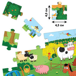 Пазл Собери, найди, покажи. Синий трактор на ферме, 35 элементов  фото 3