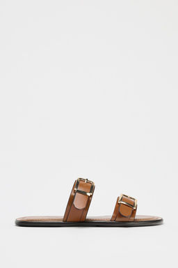 DOUBLE-STRAP BUCKLE FLAT SANDALS - Zara фото 2