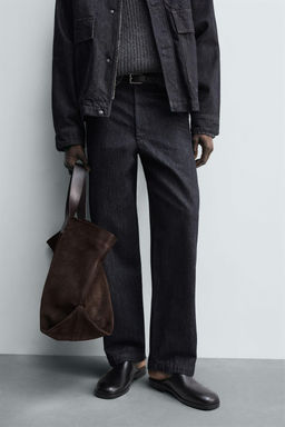 RELAXED FIT DENIM CHINO TROUSERS - Zara фото 5