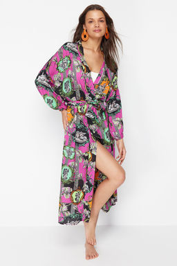 Tropikal Desenli Kusakl? Maxi Dokuma %100 Pamuklu Plaj Kimono&Kaftan TBESS23KM00057 - Trendyolmilla фото 12
