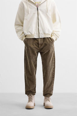 CORDUROY CARROT FIT TROUSERS - Zara фото 37