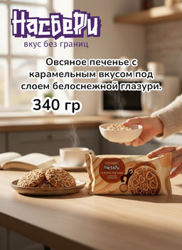 Печенье Сокровище Насберри с белой глазурью фас цв/пл фл/п 0,340кг