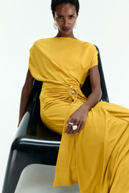 Vestido drapeado con escote barco - H&m фото 5
