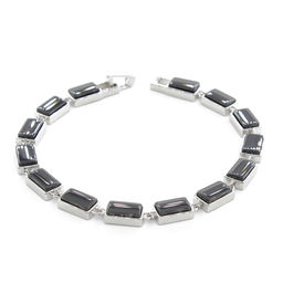 Браслет Канти из черной керамики покрытие светлый металл