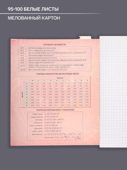 Цена за 10 шт. Предметная тетрадь по алгебре Calligrata «Доска», 48 листов, в клетку, со справочным материалом, обложка из мелованного картона, блок офсет