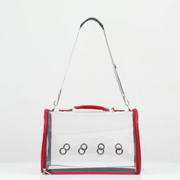 Сумка - переноска для животных, прозрачная, 43 х 24 х 28 см, красная - Пижон фото 2