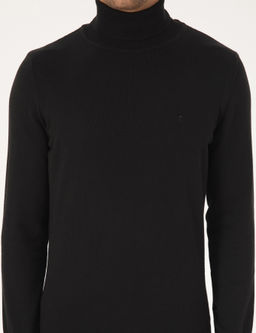 Siyah Slim Fit Bal_k__ Yaka Basic Triko Kazak - Pierre cardin фото 6