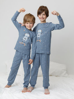 К 1621/синий джинс,звездочки пижама дет