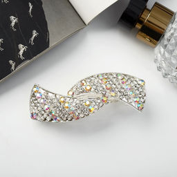 Заколка - автомат для волос «Линетта», волны, 8.5 см, серебро