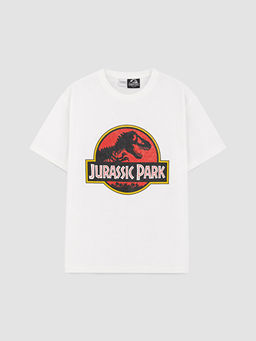 Bisiklet Yaka Jurassic Park Bask?l? Erkek ?ocuk Ti??rt