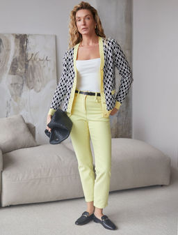 Кардиган с V-вырезом жаккардовой вязки с принтом ромб