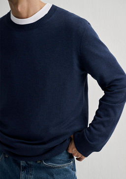 Bisiklet Yaka Lacivert Kazak - Mavi фото 8