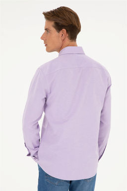 U. S. Polo Assn / Мужская сиреневая базовая рубашка с длинным рукавом - U.s. polo assn фото 5