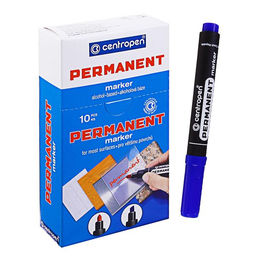 Цена за 10 шт. Маркер перманентный 5.0 мм Centropen 8566, линия 2.5 мм, цвет синий