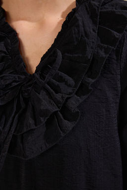 Siyah Duz Kesim F?rf?rl? Mini Dokuma Elbise TWOSS25EL00210 - Trendyolmilla фото 4