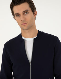 Темно-синий трикотажный кардиган стандартного кроя - Cacharel фото 2