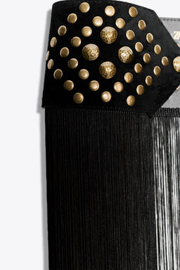 LEATHER STUDDED FRINGED CORSET BELT - Zara фото 6