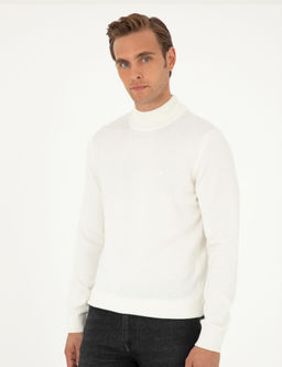 Ekru Slim Fit Yar_m Bal_k__ Yaka Basic Triko Kazak - Pierre cardin фото 3