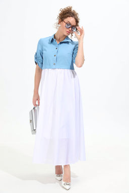 Платье NIKVA н967-1 молоко+голубой  фото 3