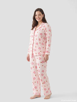 G?mlek Yaka Desenli Hamile Pijama Tak?m