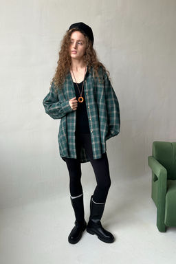 Рубашка женская HUG077/14/Зеленый, бежевый