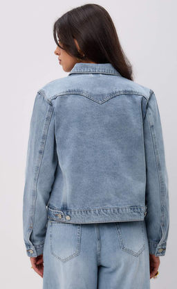 Джинсовая куртка Fine Joyce F312-1237 светло-синяя хлопковая