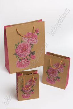 Пакет крафтовый с рисунком "Цветочки" 15*20*7 см (12 шт) SF-7170, №2