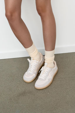 ZAPATILLAS PIEL COMBINADA BAREFOOT / Blanco Crudo