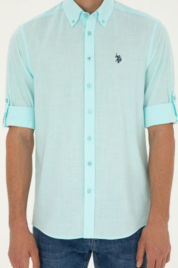 Рубашка мужская U.S. Polo Assn с длинным рукавом зеленая  фото 13