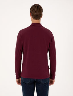 Bordo Slim Fit K_vr_lmaz Fermuarl_ Polo Yaka Basic Pike Sweatshirt - Pierre cardin фото 5