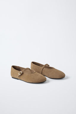 SPLIT SUEDE BALLERINAS - Zara фото 2