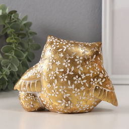 Сувенир полистоун "Золотой филин с птенцом" геометрические узоры 15,2х6х11 см