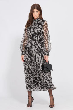 Платье 2461 бежевый/ черный