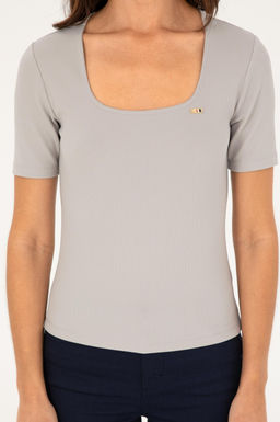 U. S. Polo Assn / Женская серая меланжевая футболка - U.s. polo assn фото 6