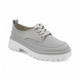 Женские туфли из натуральной кожи А5582 серые