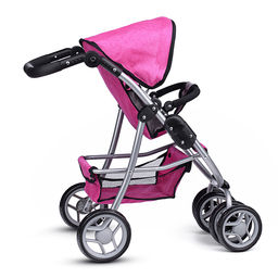 Коляска-трансформер для кукол, металлическая, регулируемая ручка, с корзиной, цвет зеленый, в пакете