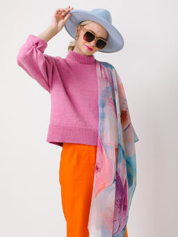 Большой, мягкий, тонкий и очень нежный двусторонний палантин с рисунком в стиле арт-деко - Tantino фото 4