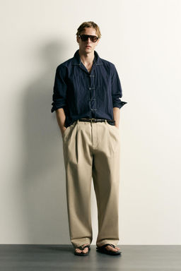 CAMISA RELAXED FIT ALAMARES TEJIDO / Marino