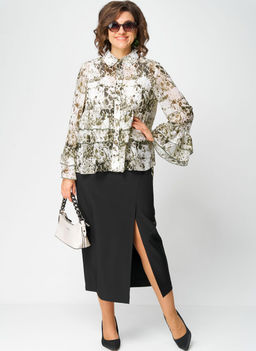 Блуза EVA GRANT 7221 принт олива