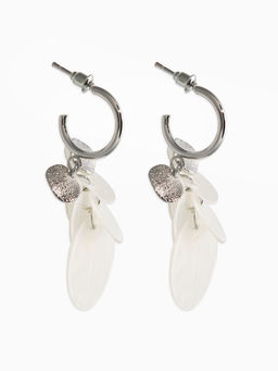 Серьги «Морской мир» чешуя, белые в серебре